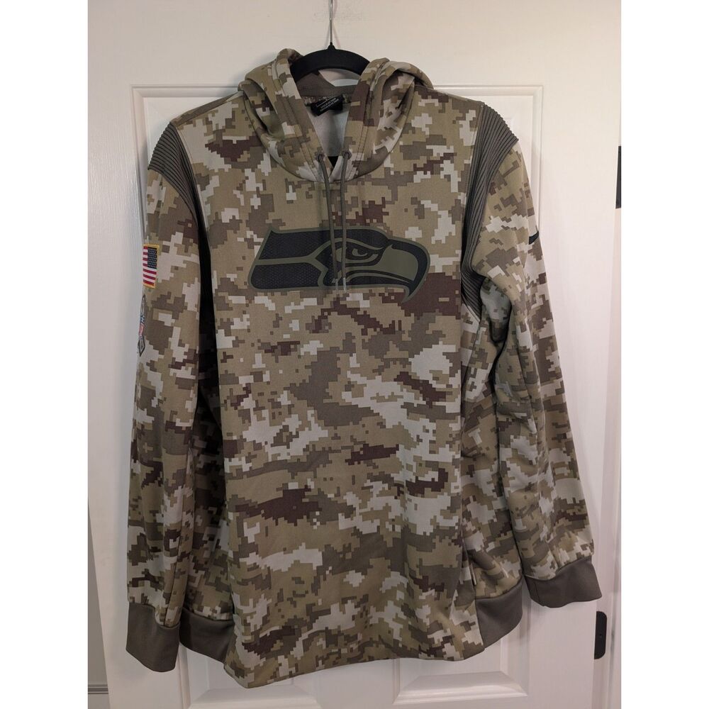 Nike Seattle Seahawks Salute to Service Therma Hoodie Men's L Camo NFL
